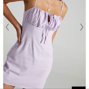 Showpo Lavender Purple Ruched Sweetheart Small Minidress